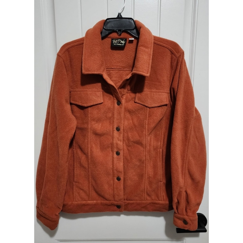 Bob Mackie Wearable Art Fleece Jacket Large rust orange womens